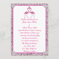 Convite De Casamento De Amor Com Flamingo Faux Ros