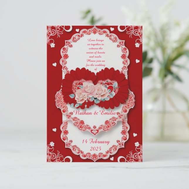 Convite de casamento de amor romântico  (Em pé/Frente)