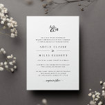 Convite de Casamento de Ampersand Monograma<br><div class="desc">Personalize este convite de casamento clássico e elegante com seu monograma ou duograma junto com um guião decorativo. Adicione seus detalhes de casamento abaixo em eterno preto com acentos de script de caligrafia. Uma bela escolha em preto clássico e branco para casamentos formais em qualquer estação. Texto e layout alternativos...</div>