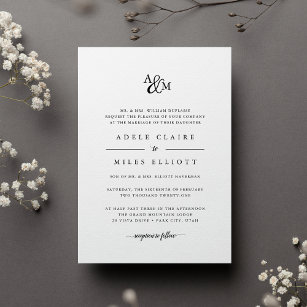 Convite de Casamento de Ampersand Monograma