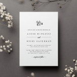 Convite de Casamento de Ampersand Monograma<br><div class="desc">Personalize este convite de casamento clássico e elegante com seu monograma ou duograma junto com um guião decorativo. Adicione seus detalhes de casamento abaixo em eterno preto com acentos de script de caligrafia. Uma bela escolha em preto clássico e branco para casamentos formais em qualquer estação.</div>