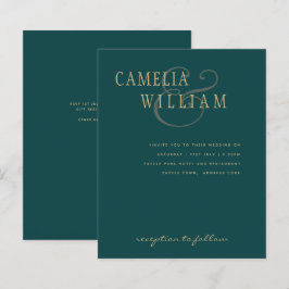 CONVITE DE CASAMENTO de Ampersand Verde Dourado do