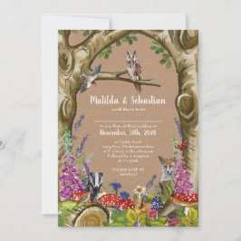 Convite de Casamento de Animais da Floresta