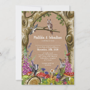 Convite de Casamento de Animais da Floresta