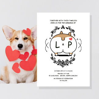 Convite de Casamento de Aniversário de Corgi Carto