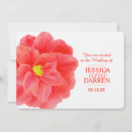 Convite de casamento de aquarela da camellia verme