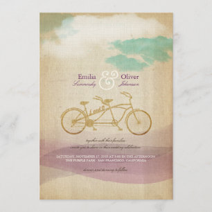 Convite de casamento de Aquarela de Bicicleta Tand