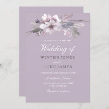 Convite De Casamento De Aquarela Floral Roxo Moder