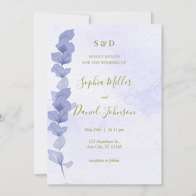 Convite de casamento de Aquarela lavanda (Frente)