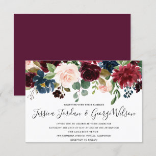 Convite de casamento de Aquarela Moderno de Vinho