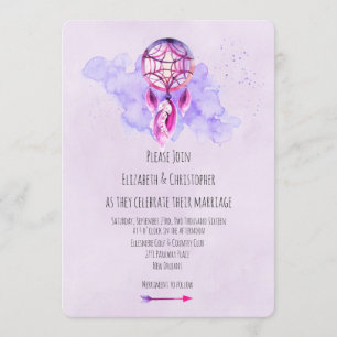 Convite de casamento de Aquarela Puro-Rosa de Drea