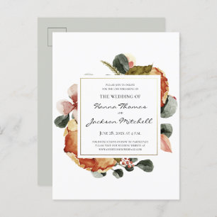 Convite De Casamento De Aquarelas Florais Rustic A