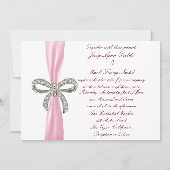 Convite de Casamento de Arco de Diamante Rosa (Frente)