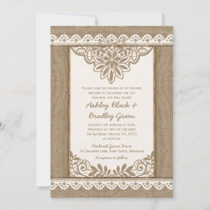 Convite De Casamento De Arco Rustic Burlap Lace Tw