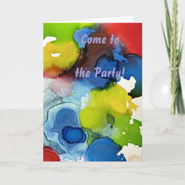 Convite de Casamento de Arte com Tinta Abstrata –  (Frente)