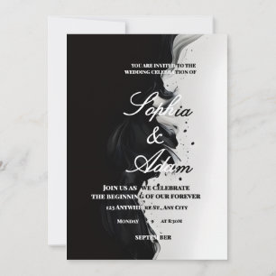 Convite de Casamento de Arte com Tinta Preta e Bra