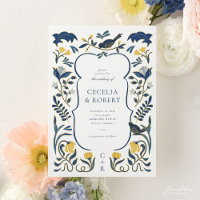 Convite De Casamento De Arte Floral Desenhada À Mã