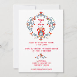 Convite de Casamento de Arte Folclórica Escandinav