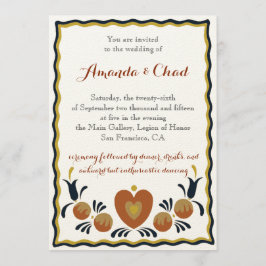 Convite de Casamento de Arte Folk