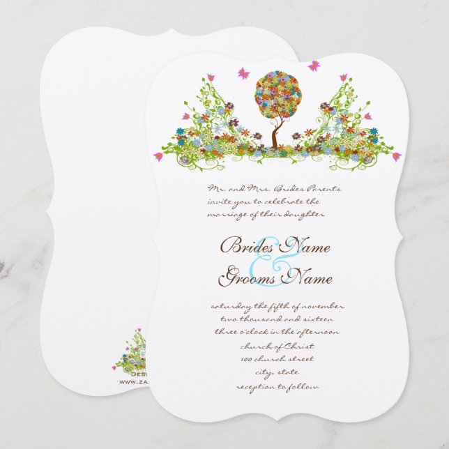 Convite de Casamento de Árvore da Floresta Encanta (Frente/Verso)