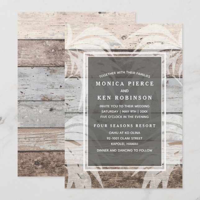 Convite de casamento de Árvore de Palma da Praia d (Frente/Verso)