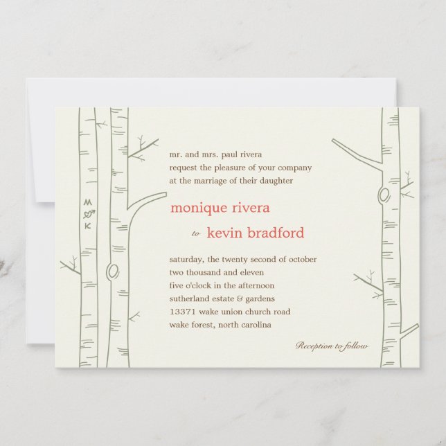 Convite de Casamento de Árvores de Nascimento - Pe (Frente)