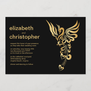 Convite de Casamento de Ascensão de Phoenix Ouro