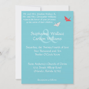 Convite De Casamento De Aves Chic Origami