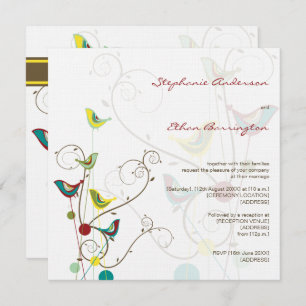 Convite de casamento De Aves De Verão E De Raios