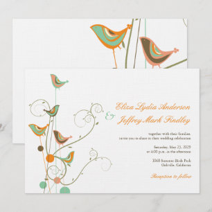 Convite de casamento De Aves De Verão E De Raios