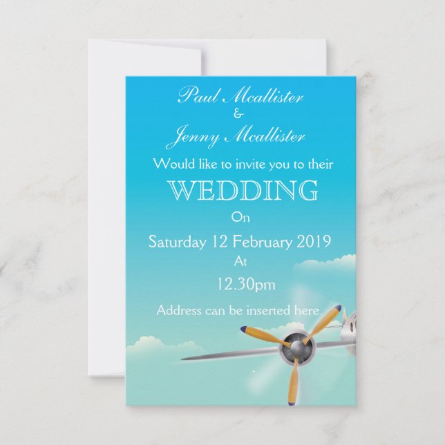 Convite de casamento de avião antigo (Frente)