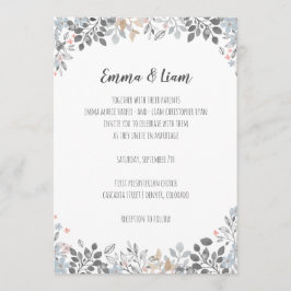 Convite De Casamento De Azul Botânico
