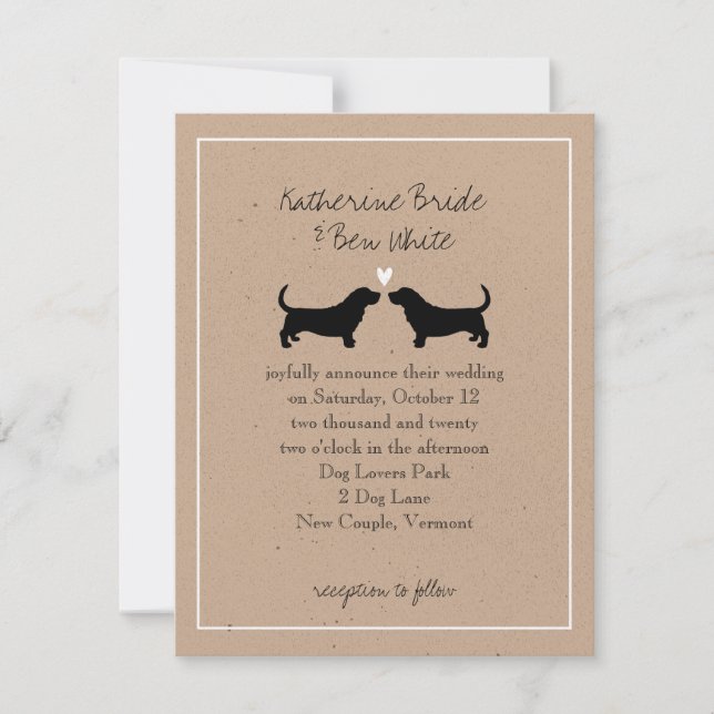 Convite de Casamento de Basset Hounds (Frente)