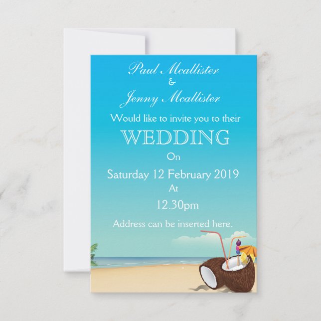 Convite de casamento de bebida de coco vintage (Frente)