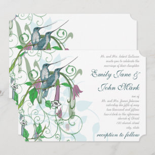 Convite de Casamento de Beija-flores Caprichosos #