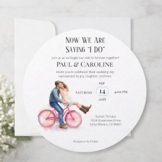 Convite de Casamento de Bicicleta Romântico Modern