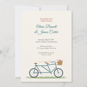 Convite de Casamento de Bicicleta Tandem para Dois