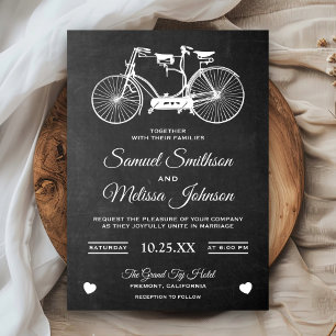 Convite de Casamento de Bicicleta Tandem Retro em