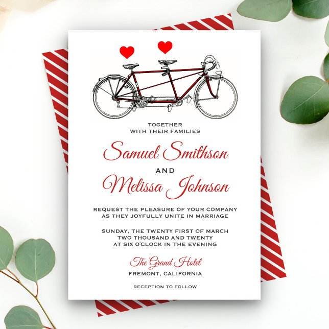 Convite de Casamento de Bicicleta Tandem Vintage F (Criador carregado)