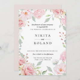 Convite de Casamento de Blooms de Blushing