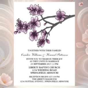 Convite de casamento de Blossomas de Cereja Simple