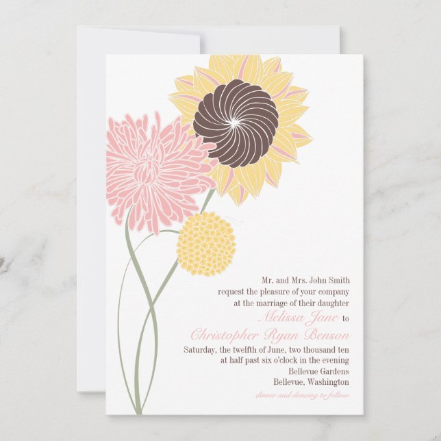 Convite De Casamento De Blossomas De Jardim (Frente)