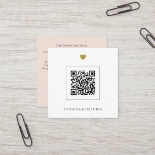 Convite de Casamento de Blush de Código QR Minimal