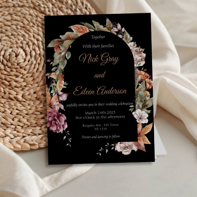 Convite De Casamento De Boho De Outono De Jardim E (Enchanted Garden Autumn Boho Wedding Invite)