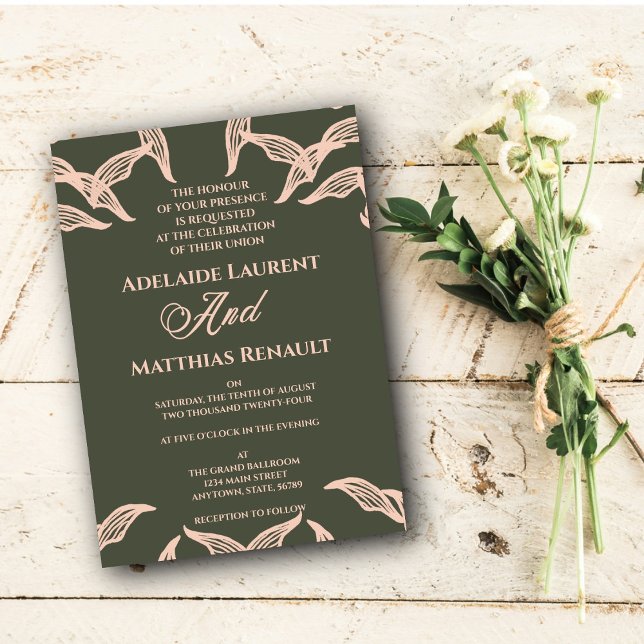 Convite de Casamento de Boho Verde Minimalista (Criador carregado)