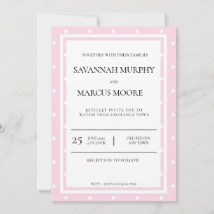 Convite de Casamento de Bolinhas Rosa