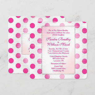 Convite de Casamento de Bolinhas Rosa