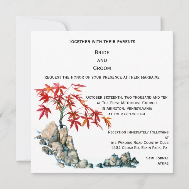 Convite de Casamento de Bonsai do Mapeamento Verme (Frente)
