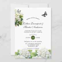 Convite De Casamento De Borboleta De Hydrangea Whi