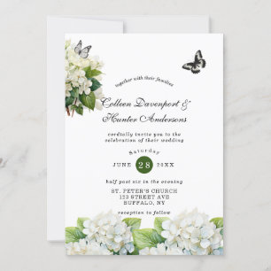 Convite De Casamento De Borboleta De Hydrangea Whi
